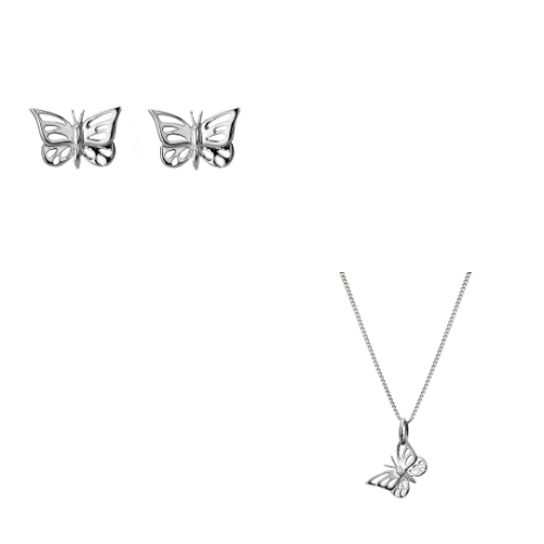 Simple Butterfly Studs & Matching Pendant