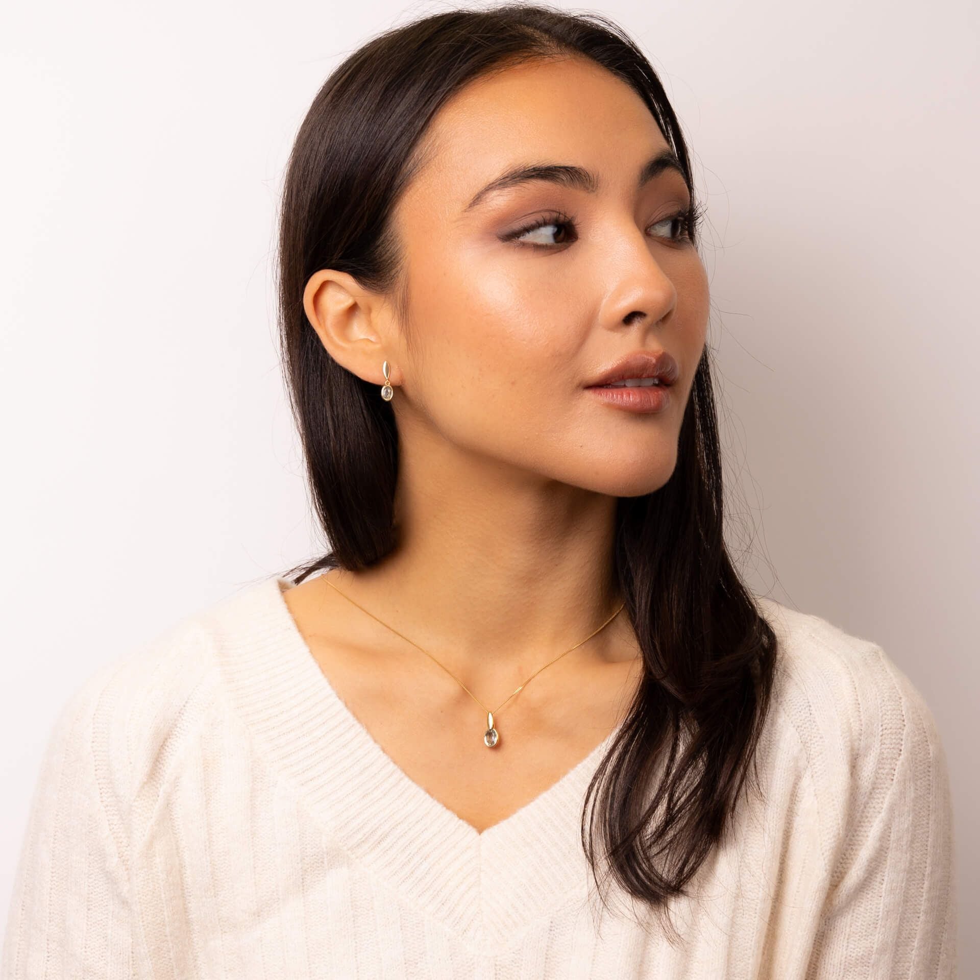 Oval Green Amethyst Jewellery Set in Silver