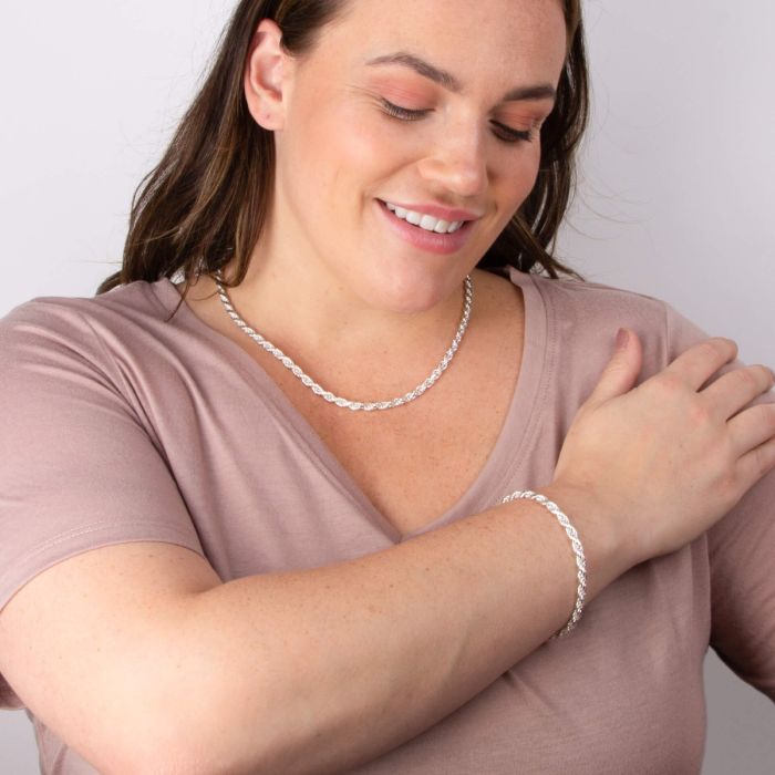 Diamond Cut Rope Chain Jewellery Set