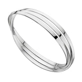 Silver ring with a smooth finish on a white background
