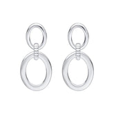Double Oval Drop Earrings with Textured Connection Link