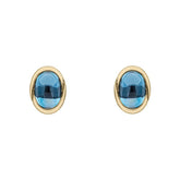 London Blue Topaz Cabochon Earrings in 9ct Gold