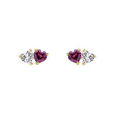 Toi et Moi Heart Stud Earrings in 9ct Gold