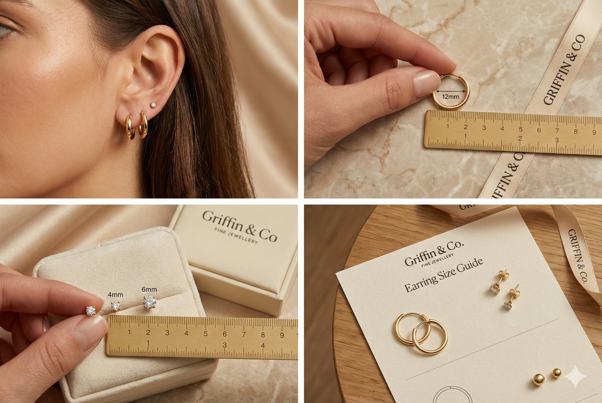 Earring Size Guide | Hoop Diameters & Stud Sizes (mm) – Griffin & Co