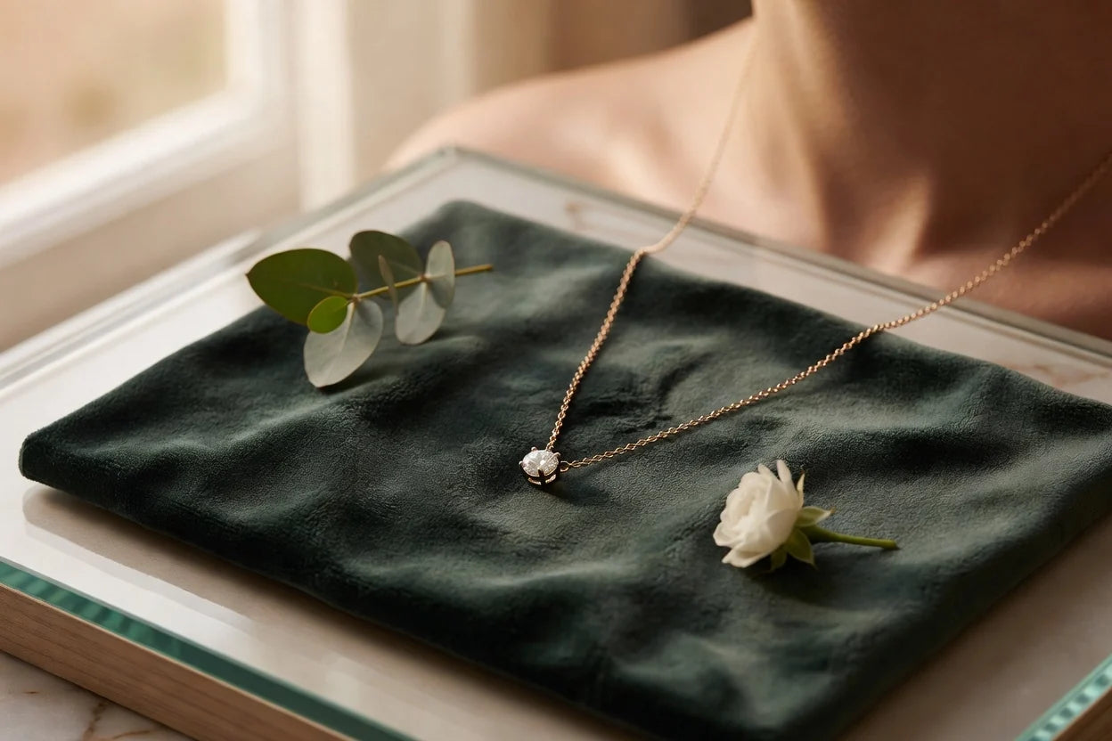 Professional header image for informative article: Elegant diamond solitaire pendant necklace in 18ct white ...