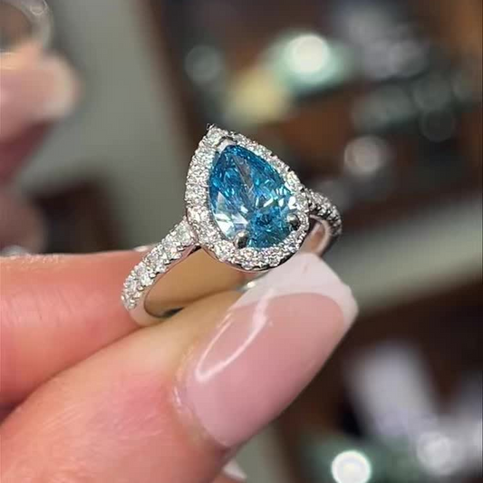 Blue Lab Diamond Claw Set Engagement Ring