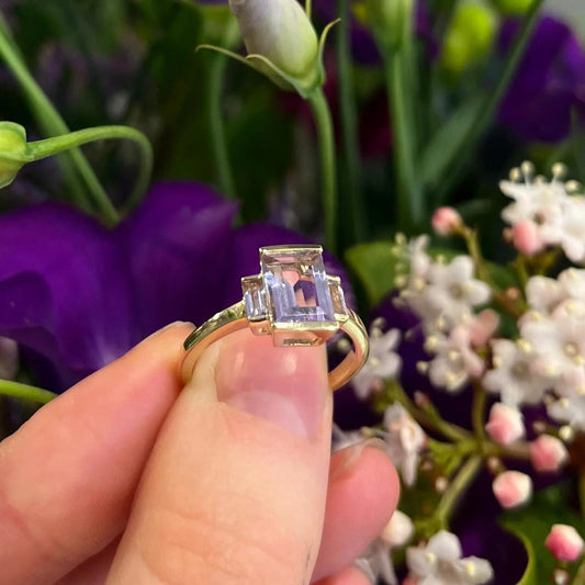Amethyst & Blue Sapphire Step-Cut Rings