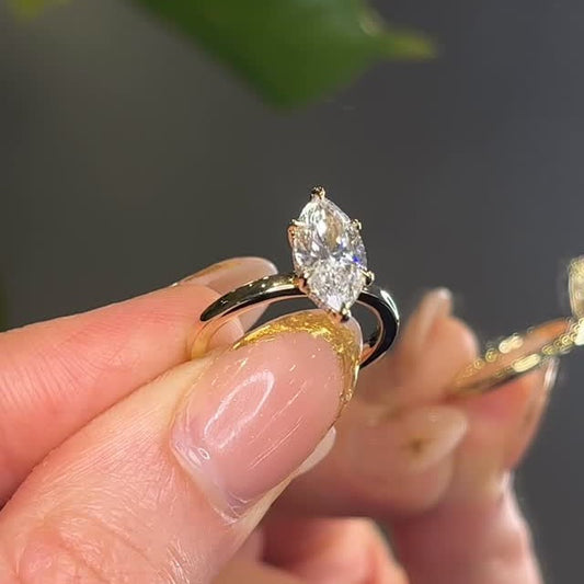 Bespoke Under-Halo Marquise Diamond Ring