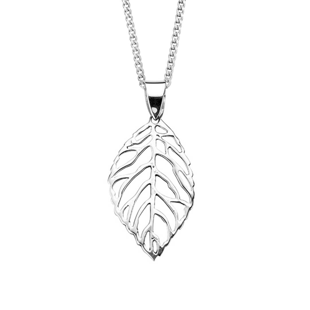 Cut out leaf pendant in recycled sterling silver
