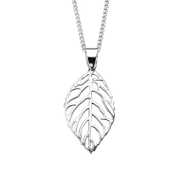 Cut out leaf pendant in recycled sterling silver
