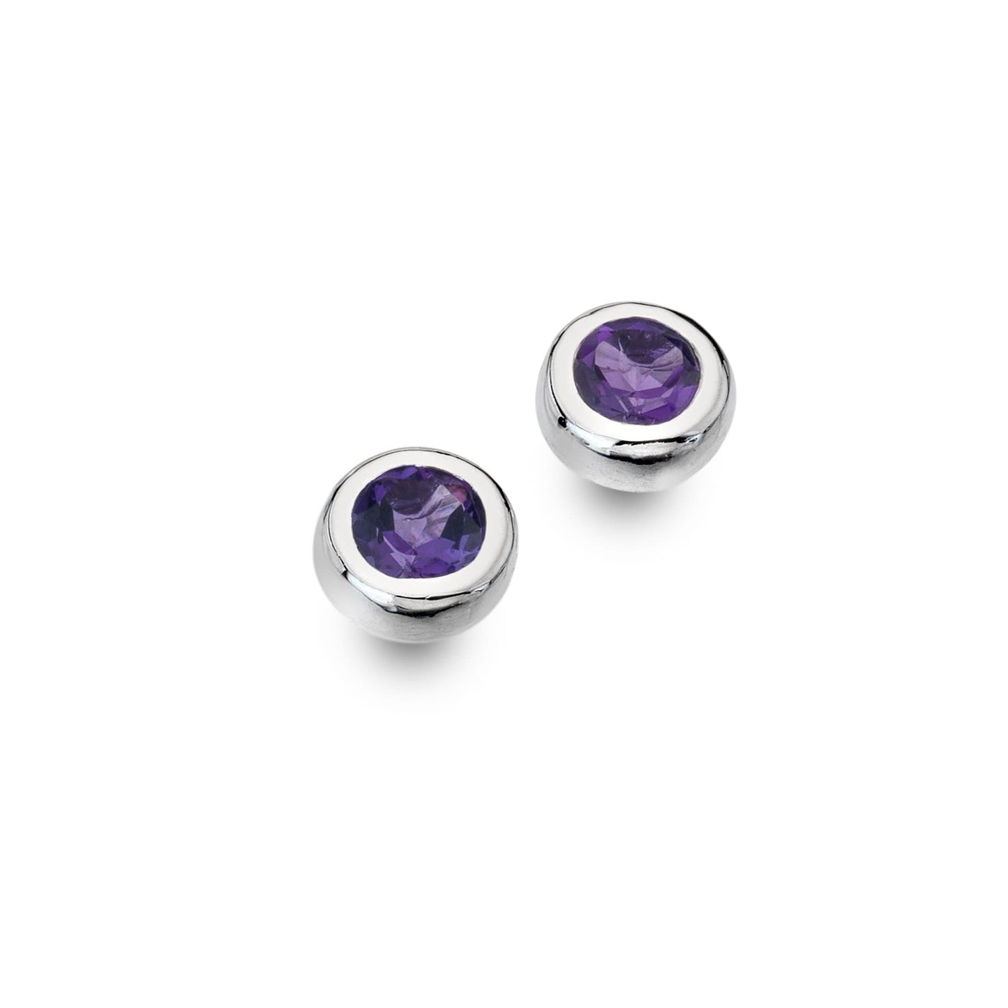 Sterling silver stud earrings with faceted amethyst stones