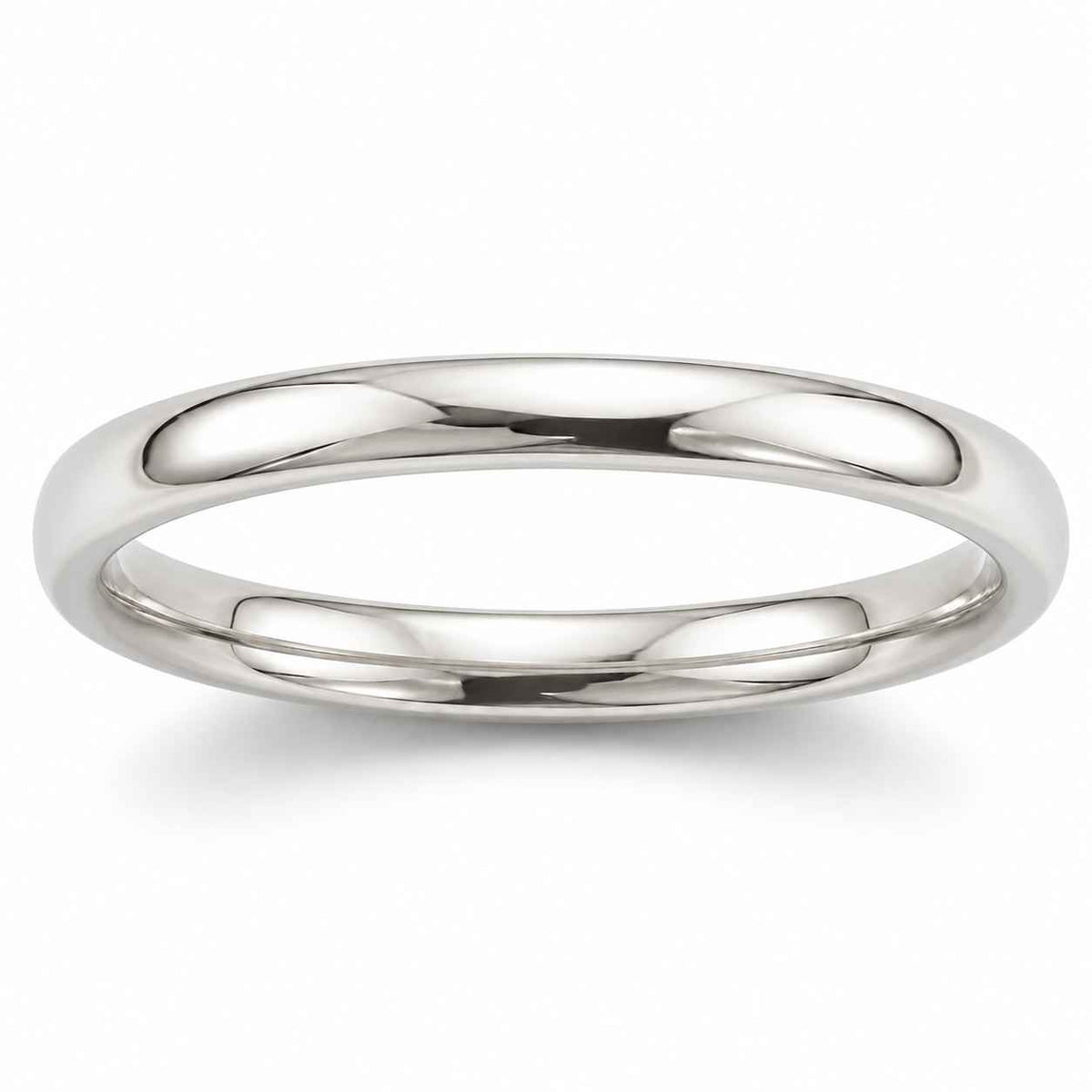 Soft court comfort-fit wedding ring, heavy weight, 2mm wide, in white gold, view 2