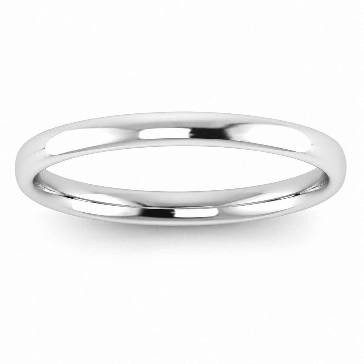Soft court comfort-fit wedding ring, light weight, 2mm wide, in white gold, view 2