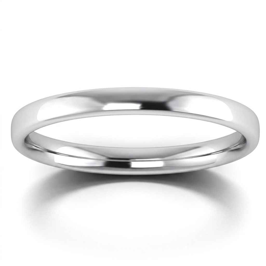Soft court comfort-fit wedding ring, medium weight, 2mm wide, in white gold, view 2