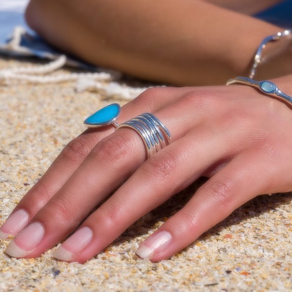 Water Ripples sterling silver ring profile view