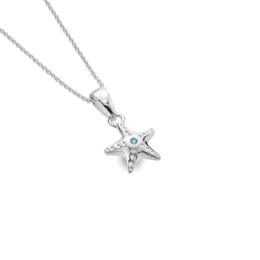 Starfish & Blue Topaz Pendant Necklace 1800