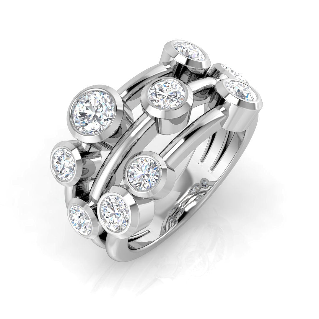 Nine stone lab-grown diamond ring in 9ct white gold, hand-finished in Chichester workshop