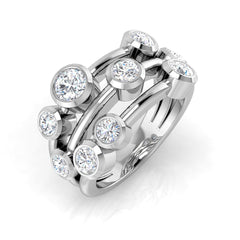 Nine stone lab-grown diamond ring in 9ct white gold, hand-finished in Chichester workshop