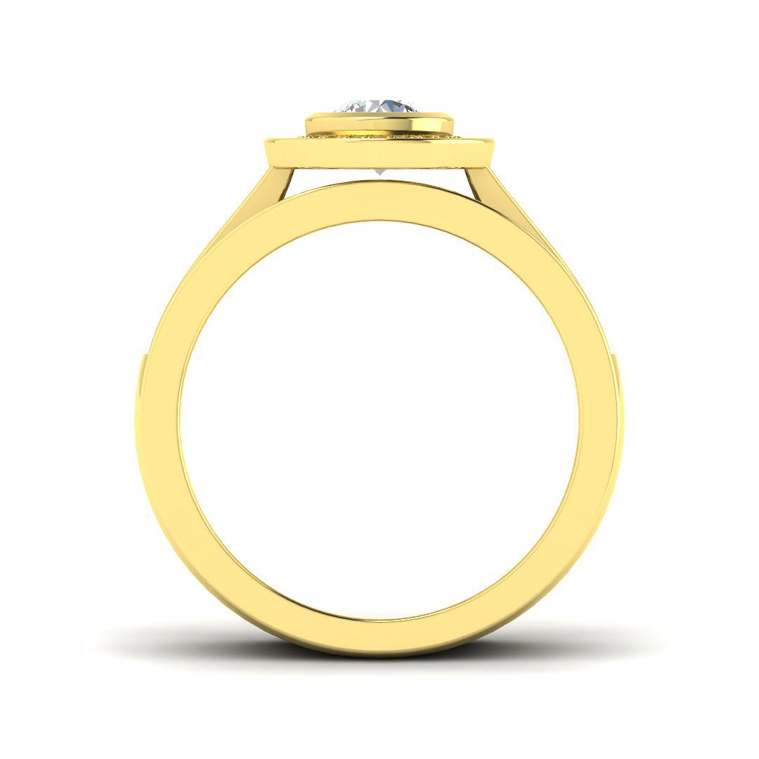 Side profile of a 9ct White Gold bridal ring set showing the smooth rubover setting and flush wed-fit design.