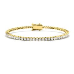 9ct Yellow Gold tennis bracelet featuring a continuous line of 2.11ct lab-grown diamonds and a secure double-latch safety clasp.