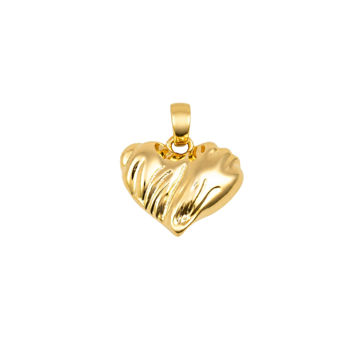 Textured heart pendant in recycled sterling silver, shown close-up
