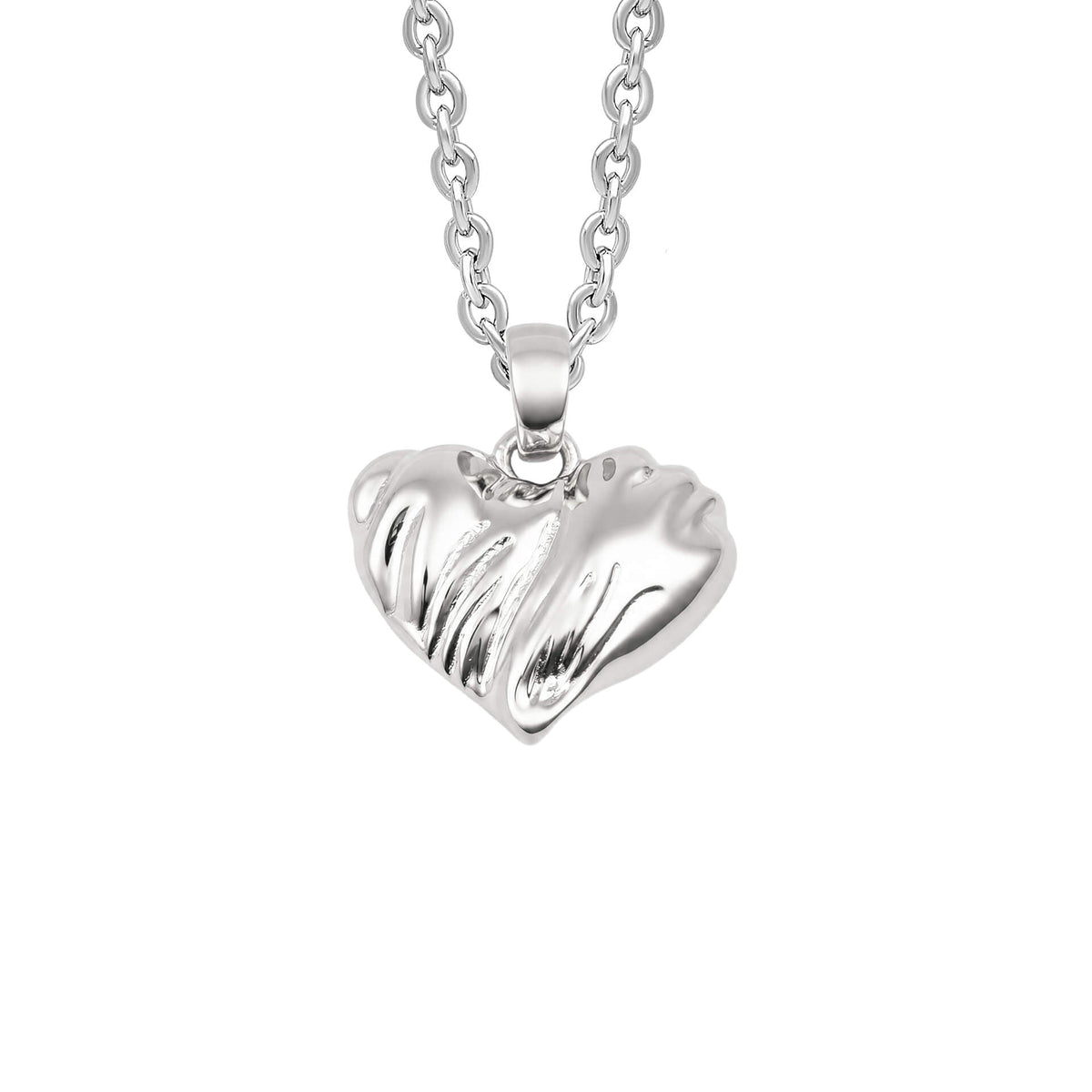 Textured heart pendant with silver chain
