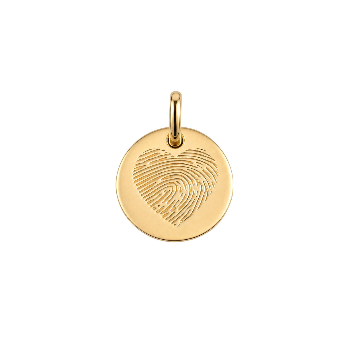 Fingerprint heart pendant in recycled sterling silver, front view