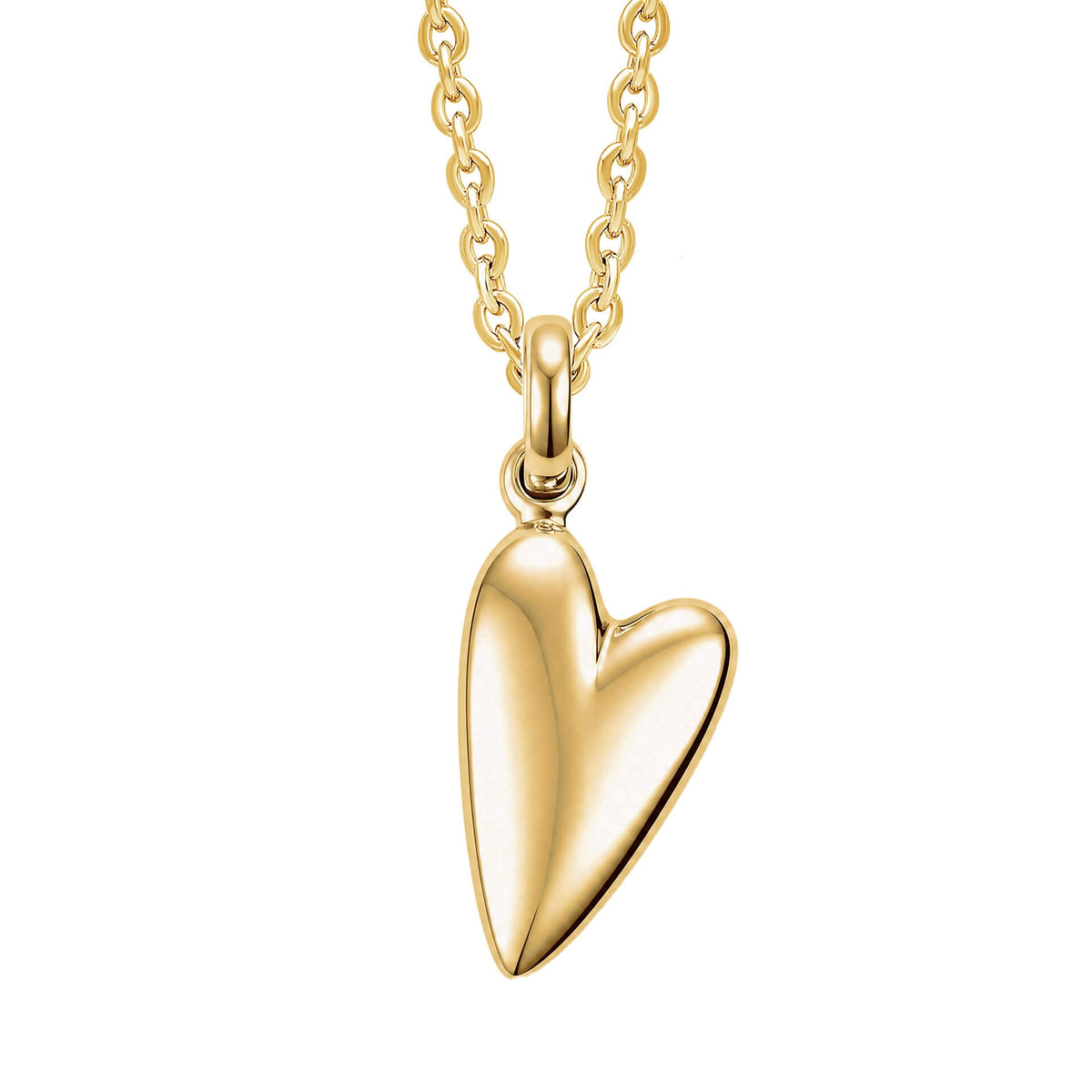 Organic heart pendant in recycled silver displayed on a chain