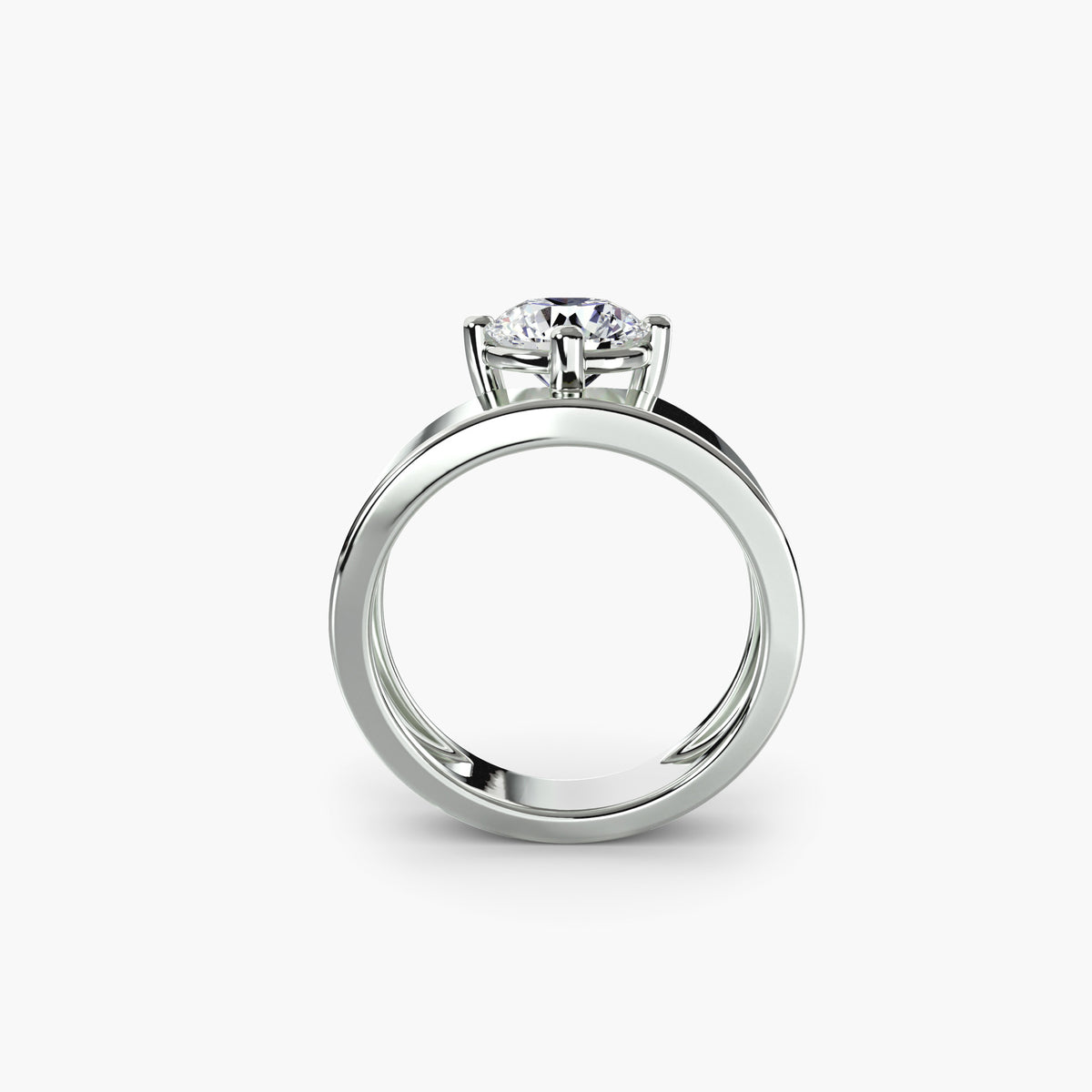 Wide Band Round Solitaire, front view