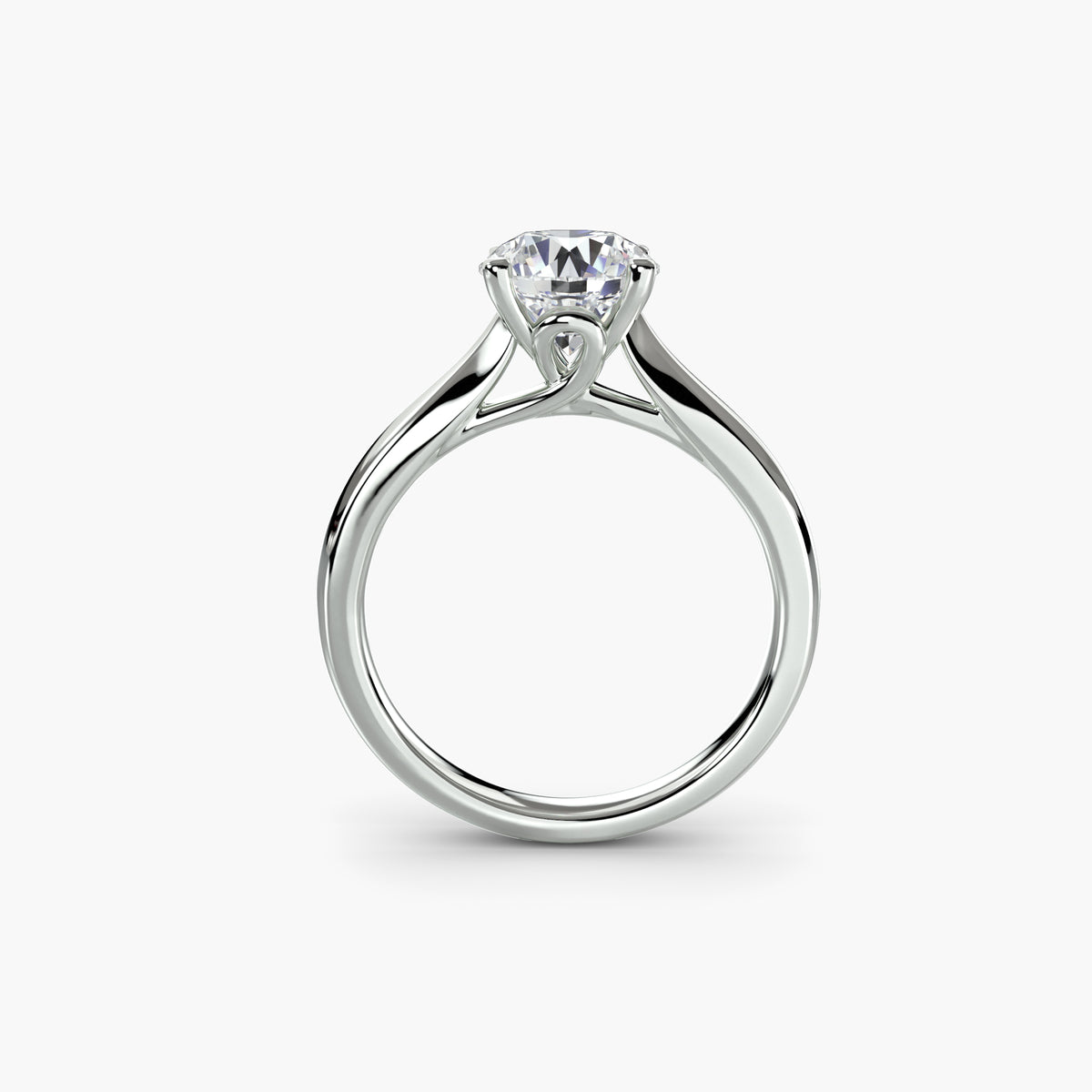 Solitaire Ring With 2.4 mm Plain Band, front view
