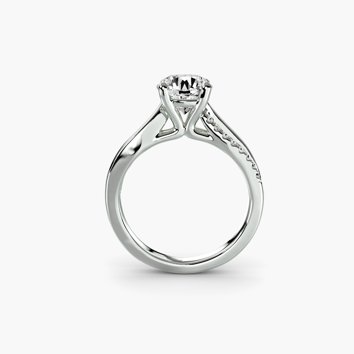 The Split Shank Pavé Solitaire, front view