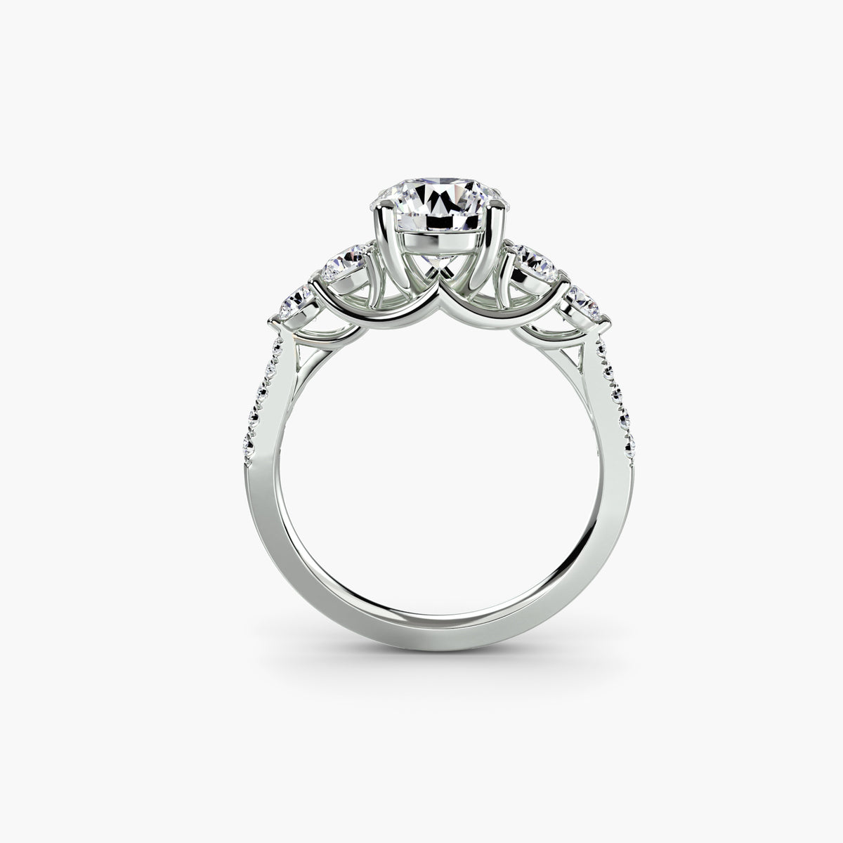 Five Stone Ring with Pavé Band, front view