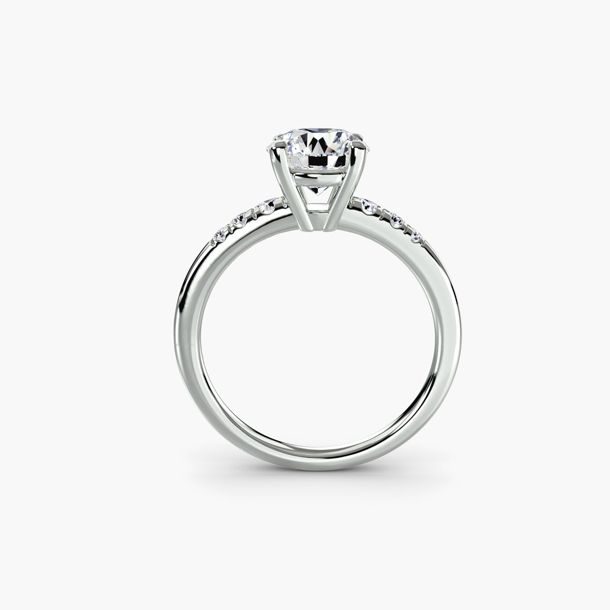 Solitaire with Shoulder Accents, front view