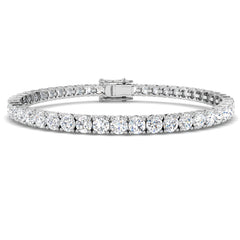 Heavy Platinum tennis bracelet featuring 48 round brilliant lab-grown diamonds totalling 8.53ct, secured with a double-latch safety clasp.