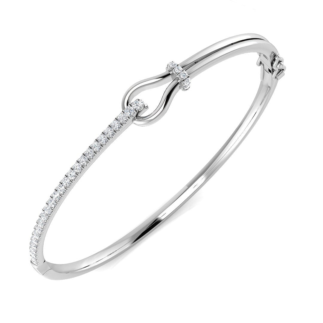 9ct White Gold Diamond Horseshoe Bangle with 34 round diamonds, hand-finished in Chichester workshop
