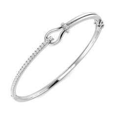 9ct White Gold Diamond Horseshoe Bangle with 34 round diamonds, hand-finished in Chichester workshop