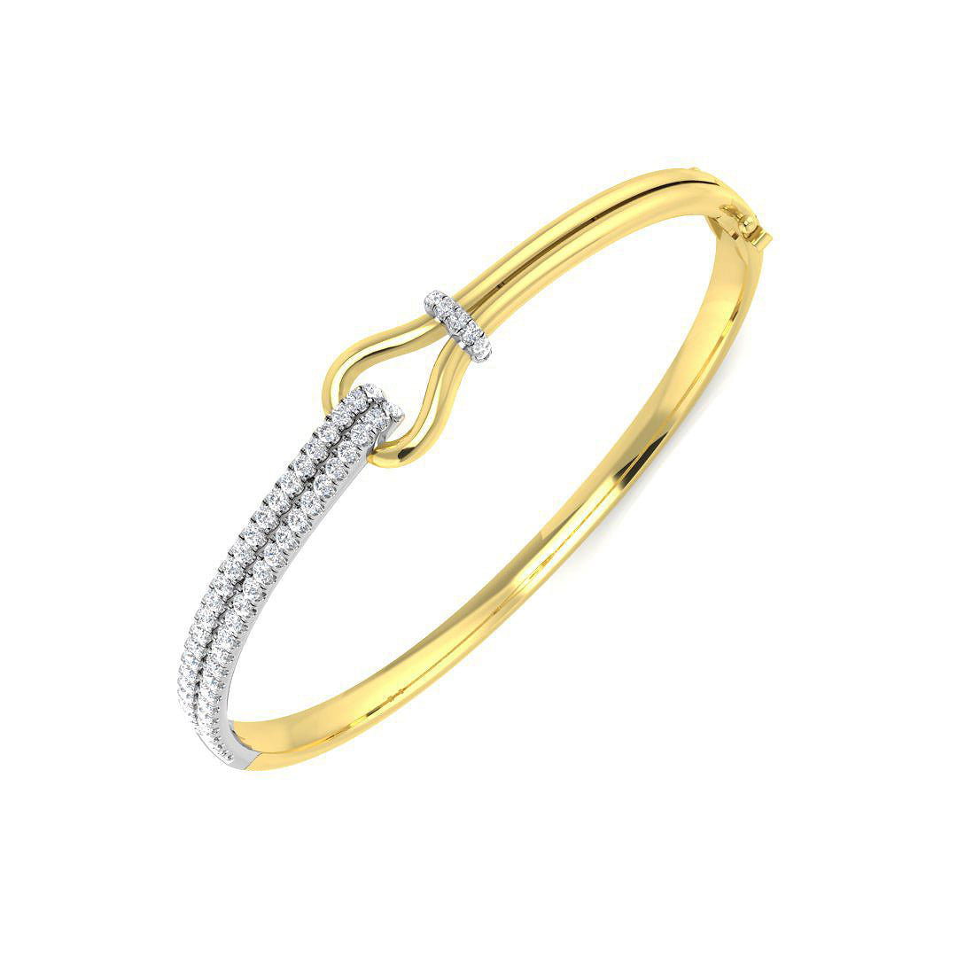 9ct Yellow Gold Diamond Bangle with 60 round diamonds, hand-finished in Chichester workshop