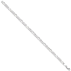 A 5mm sterling silver figaro chain necklace shown diagonally on a white background, highlighting the classic link pattern.