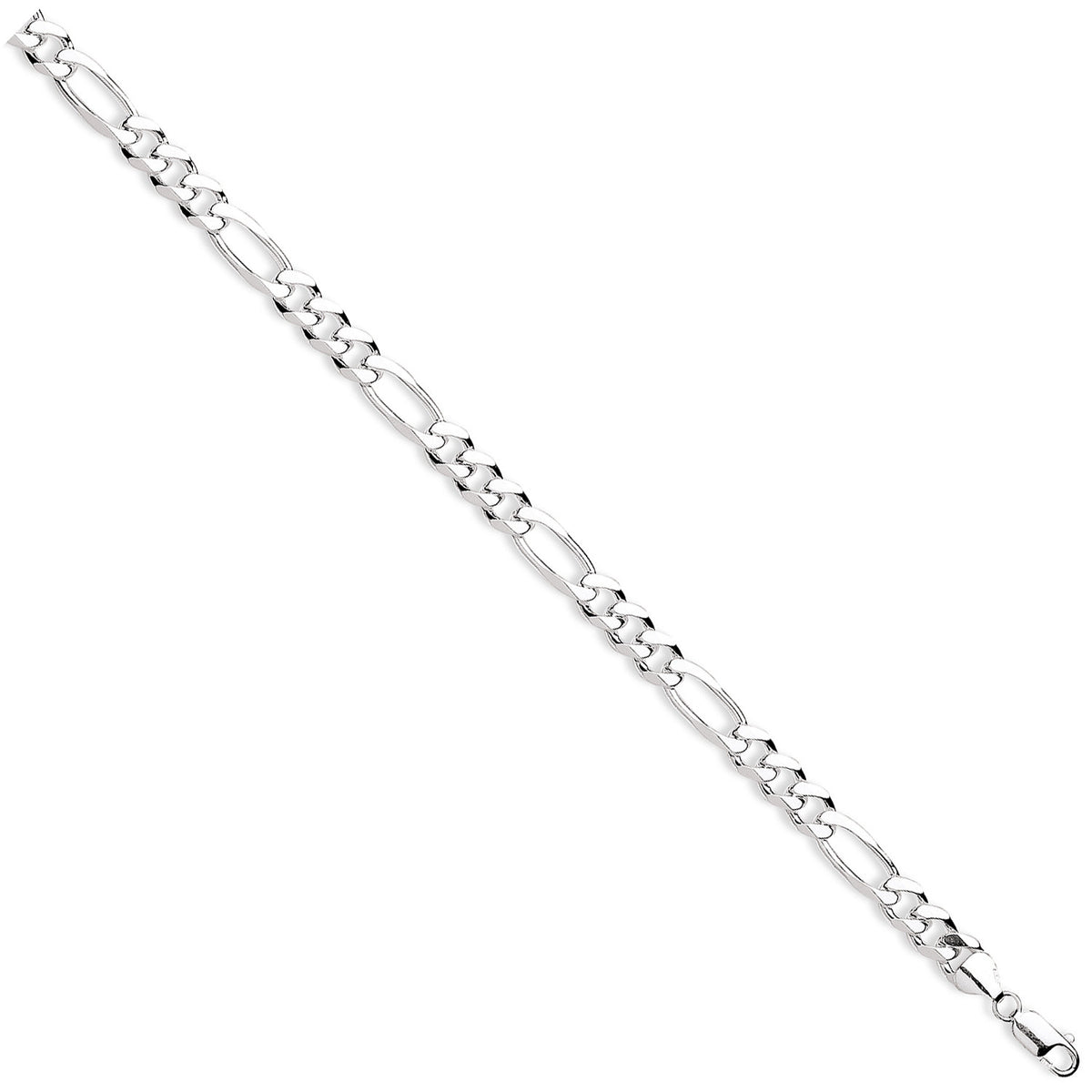 Sterling Silver 8mm Figaro Chain Bracelet | 7 Inch