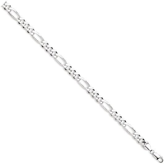 Sterling Silver 8mm Figaro Chain Bracelet | 7 Inch 1500
