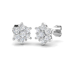  Pair of 9ct White and Yellow Gold Diamond Cluster Stud Earrings with 0.77ct natural diamonds, hand-finished in Chichester workshop