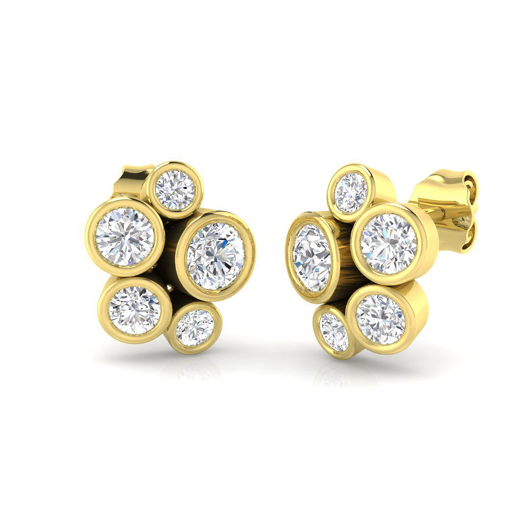 18ct yellow gold diamond earrings detail view
