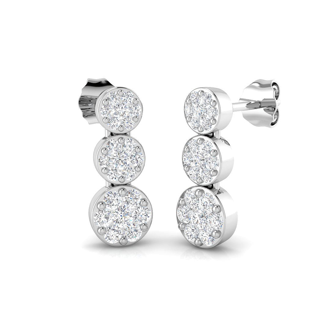 Pair of 9ct Yellow and White Gold Diamond Earrings with 0.75ct total diamond weight, hand-finished in Chichester workshop