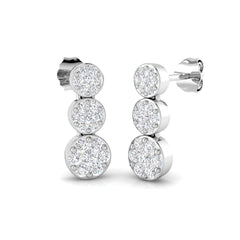 Pair of 9ct Yellow and White Gold Diamond Earrings with 0.75ct total diamond weight, hand-finished in Chichester workshop