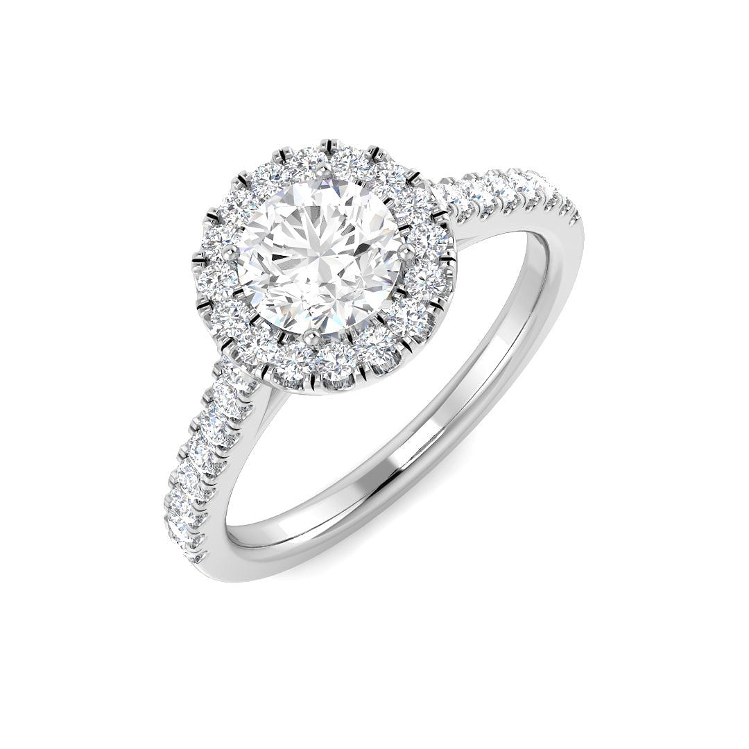 9ct Yellow and White Gold Lab-Grown Diamond Halo Ring 1.44ct
