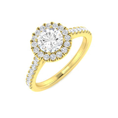 9ct Yellow and White Gold Lab-Grown Diamond Halo Ring 1.44ct