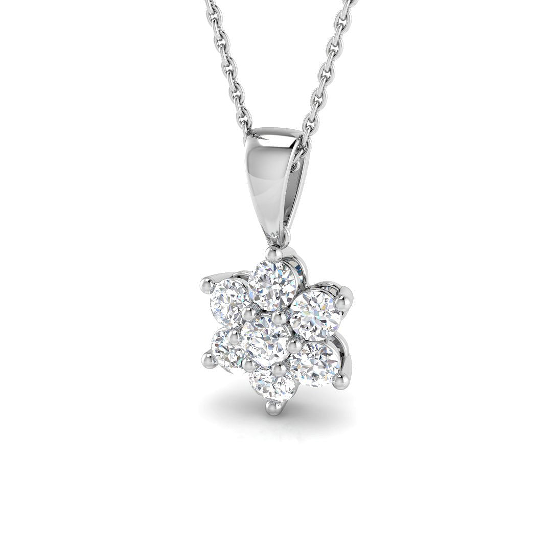9ct white gold diamond pendant detailed view