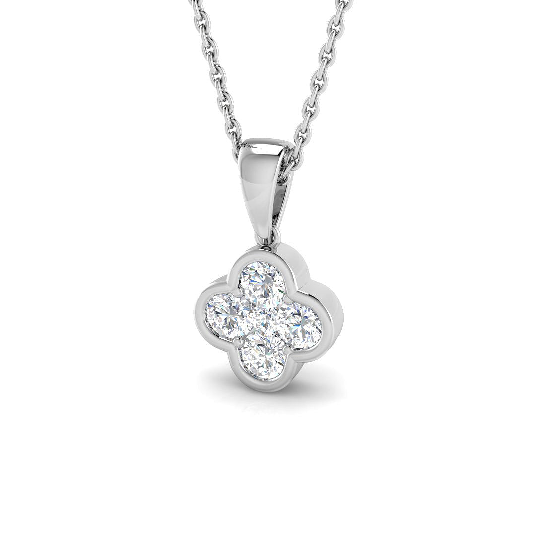 9ct white gold diamond pendant front view detail