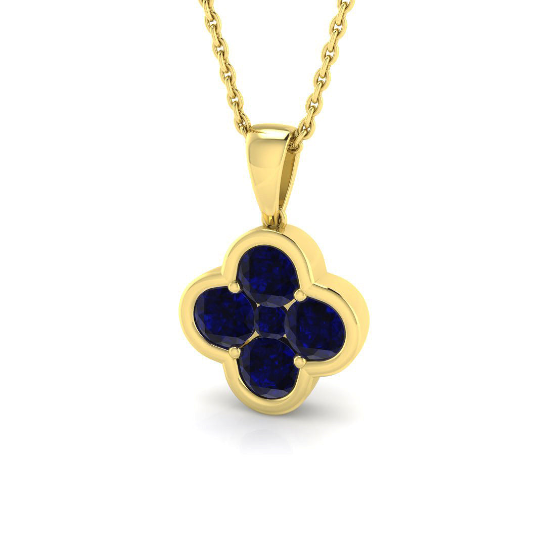 18ct yellow gold blue sapphire pendant detail