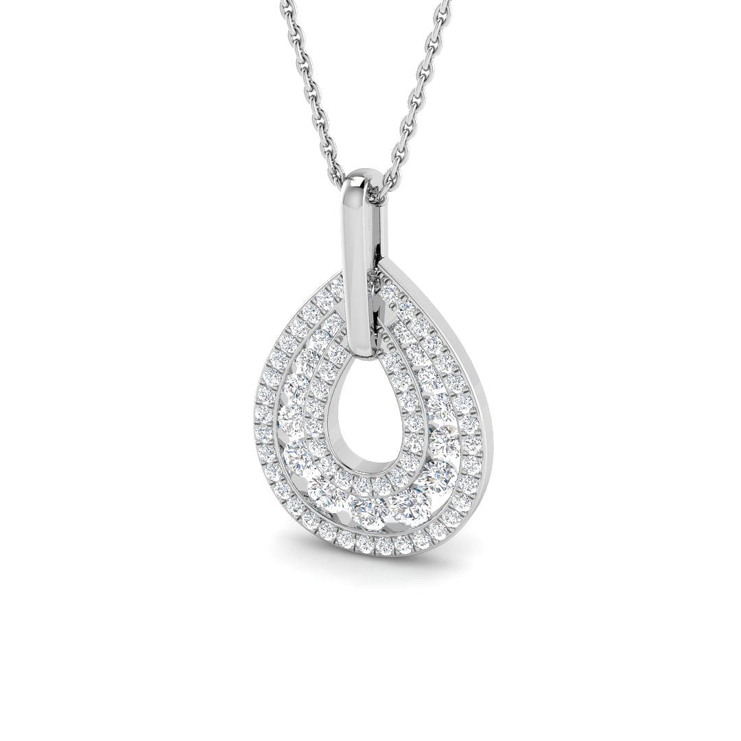 9ct White Gold teardrop lab-grown diamond pendant suspended from a matching polished gold chain.